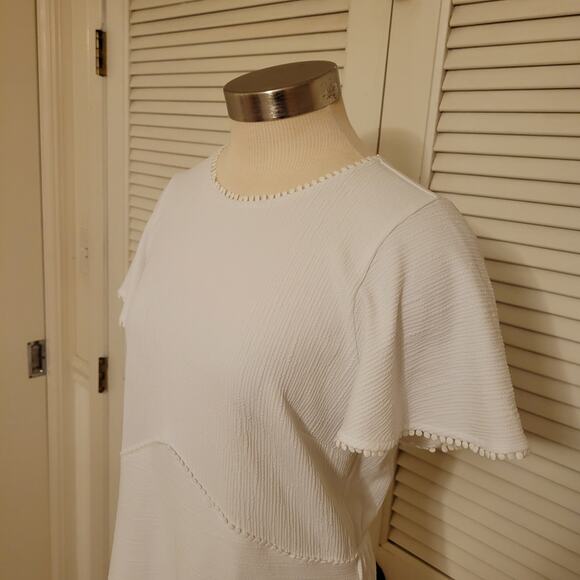 White Fit and Flare Dress Peekaboo Back Joie Women’s Large Short Sleeve - Picture 2 of 7